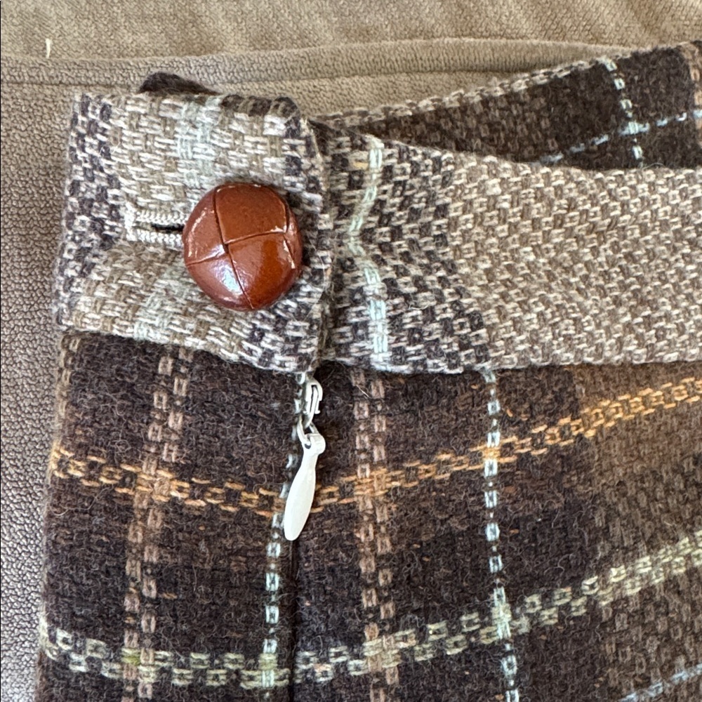 Anthropologie CARTONNIER MADE TO MEASURE SKIRT WOOL PLAID PENCIL GATHERED Size 4 - Picture 7 of 9